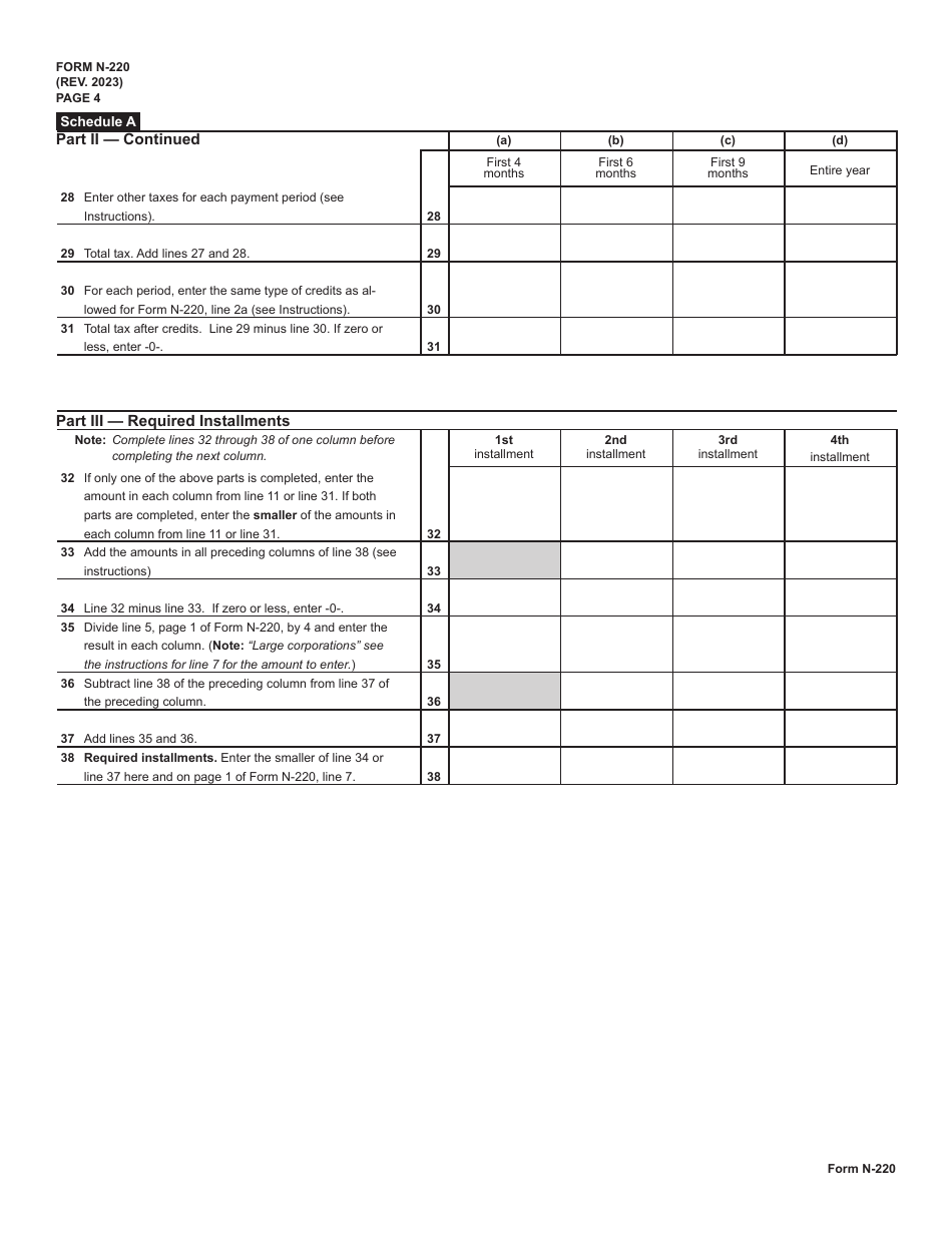 Form N-220 Underpayment of Estimated Tax by Corporations and S Corporations - Hawaii, Page 4