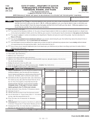 Document preview: Form N-210 Underpayment of Estimated Tax by Individuals, Estates, and Trusts - Hawaii, 2023