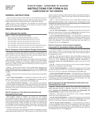 Document preview: Instructions for Form N-323 Carryover of Tax Credits - Hawaii