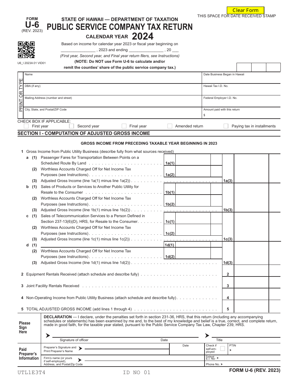 Form U6 Download Fillable PDF or Fill Online Public Service Company
