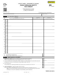 Document preview: Form N-362 Pass-Through Entity Tax Credit - Hawaii