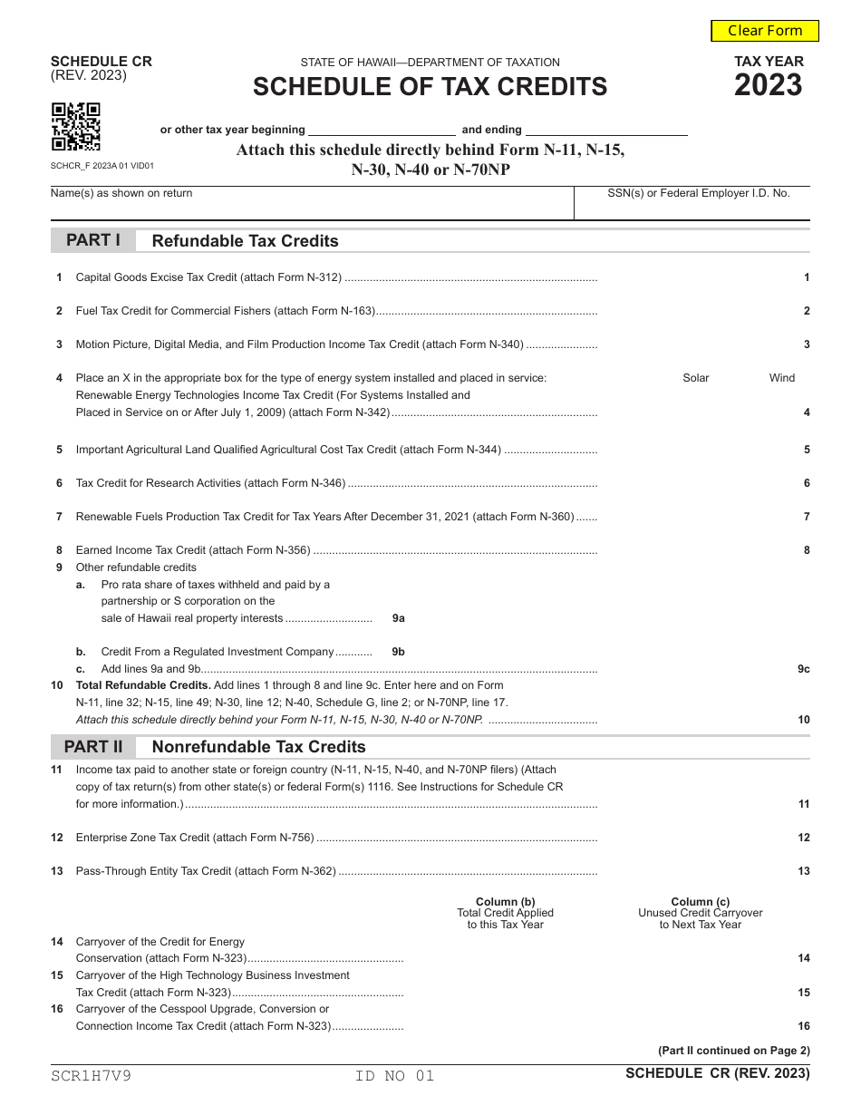 Schedule CR Download Fillable PDF or Fill Online Schedule of Tax