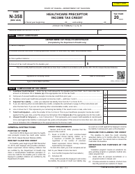 Document preview: Form N-358 Healthcare Preceptor Income Tax Credit - Hawaii