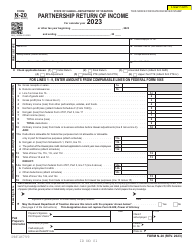 Document preview: Form N-20 Partnership Return of Income - Hawaii, 2023