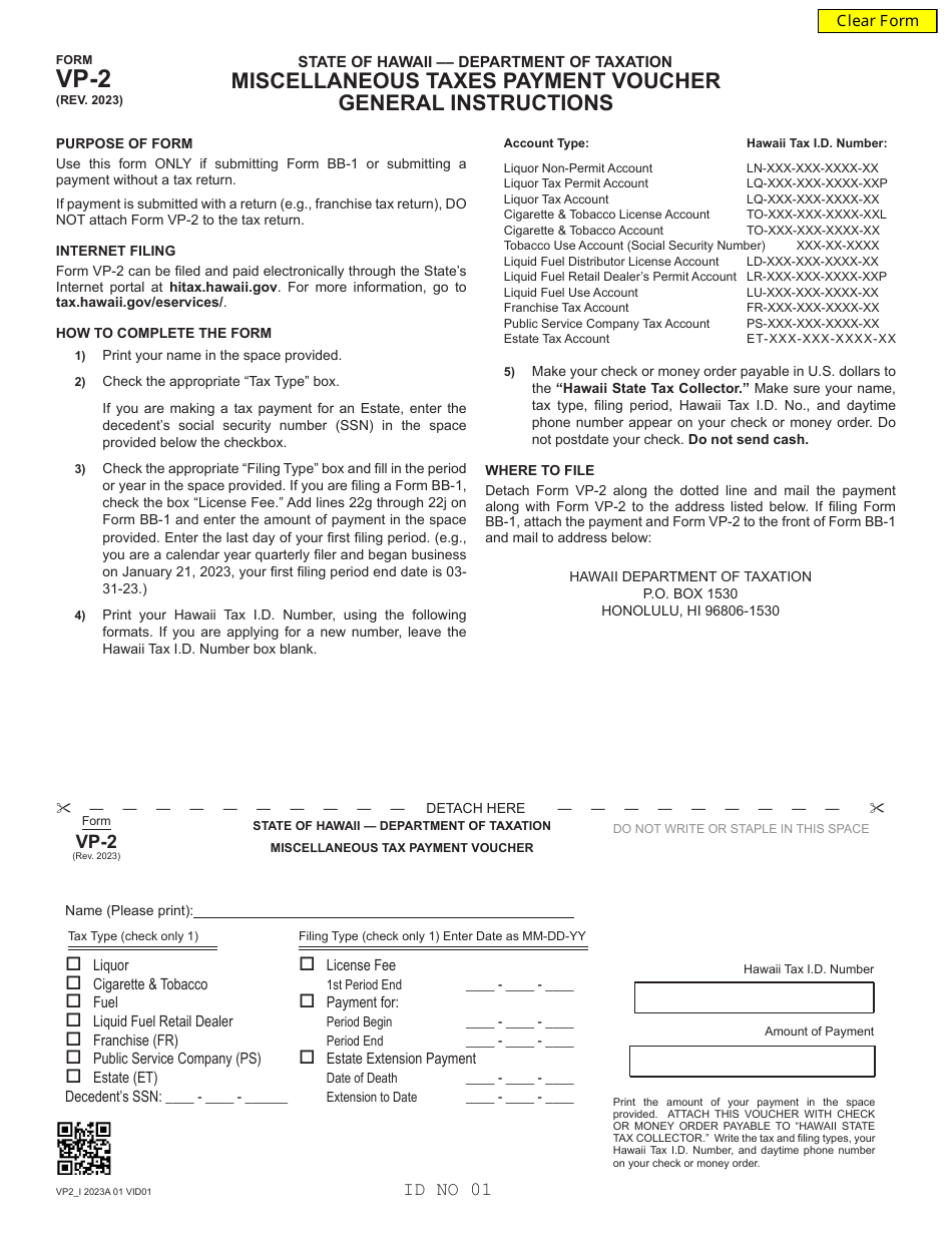 Form VP2 Download Fillable PDF or Fill Online Miscellaneous Taxes