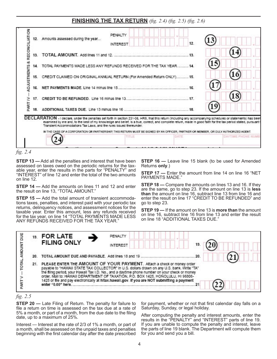 Instructions for Form TA-2 Transient Accommodations Tax Annual Return and Reconciliation - Hawaii, Page 4