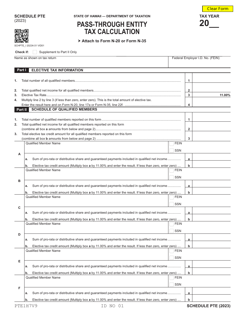 2023 Hawaii Pass-through Entity Tax Calculation - Fill Out, Sign Online 