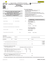 Document preview: Form N-11SF Simplified Individual Income Tax Return - Resident - Hawaii