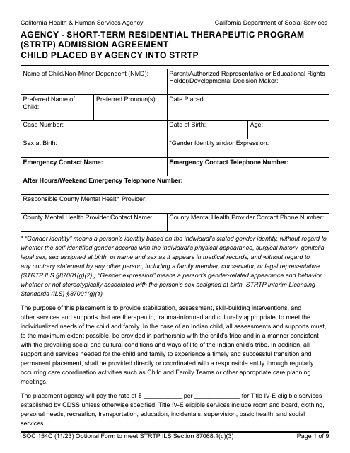 Form SOC154C  Printable Pdf