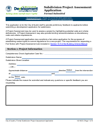 Document preview: Subdivision Project Assessment Application - Formal Submittal - City of Austin, Texas