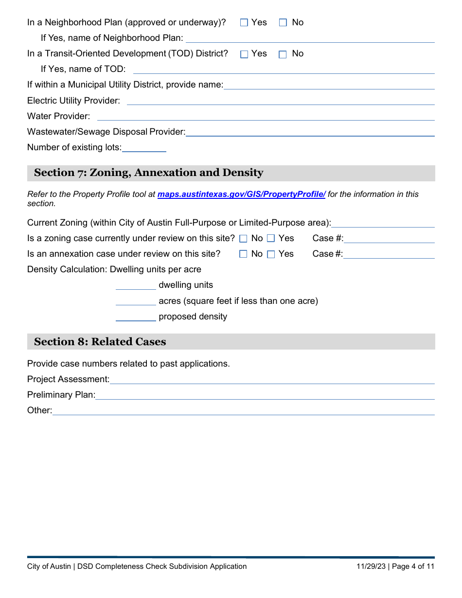Subdivision Application - Completeness Check Submittal - City of Austin, Texas, Page 4