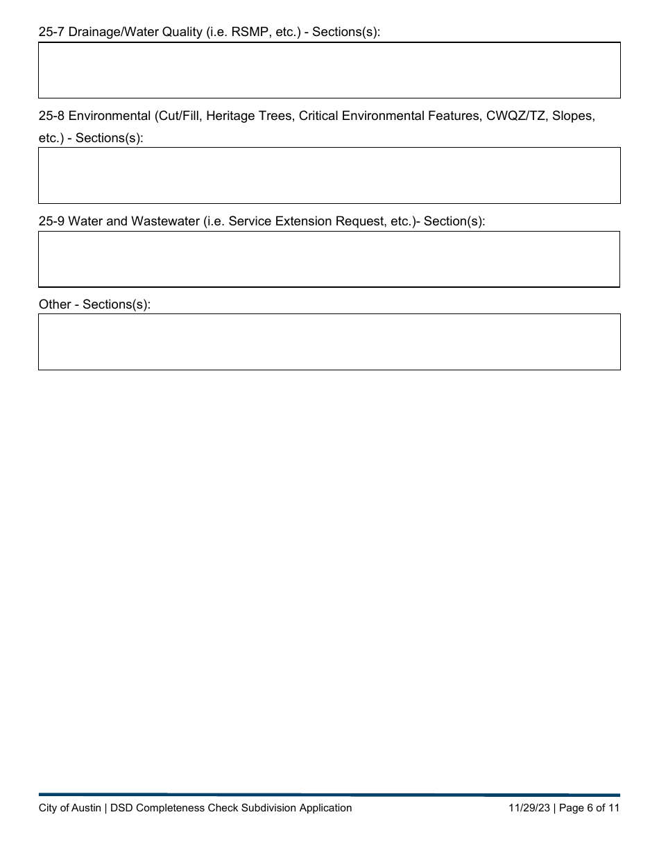 Subdivision Application - Completeness Check Submittal - City of Austin, Texas, Page 6