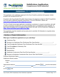 Document preview: Subdivision Application - Completeness Check Submittal - City of Austin, Texas
