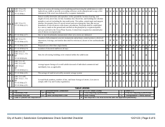 Subdivision Completeness Check Submittal Checklist - City of Austin, Texas, Page 6