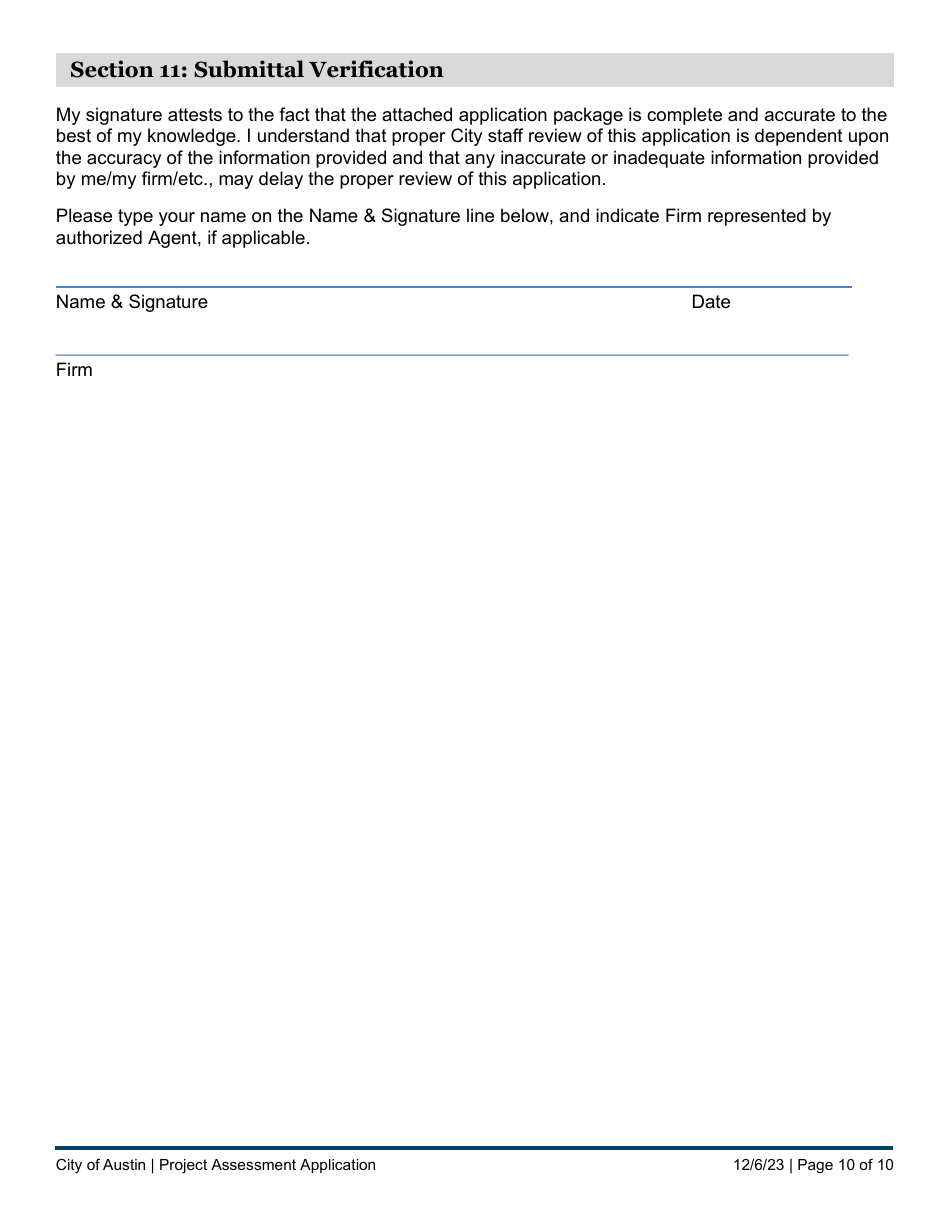 Subdivision Project Assessment Application - Completeness Check Submittal - City of Austin, Texas, Page 10