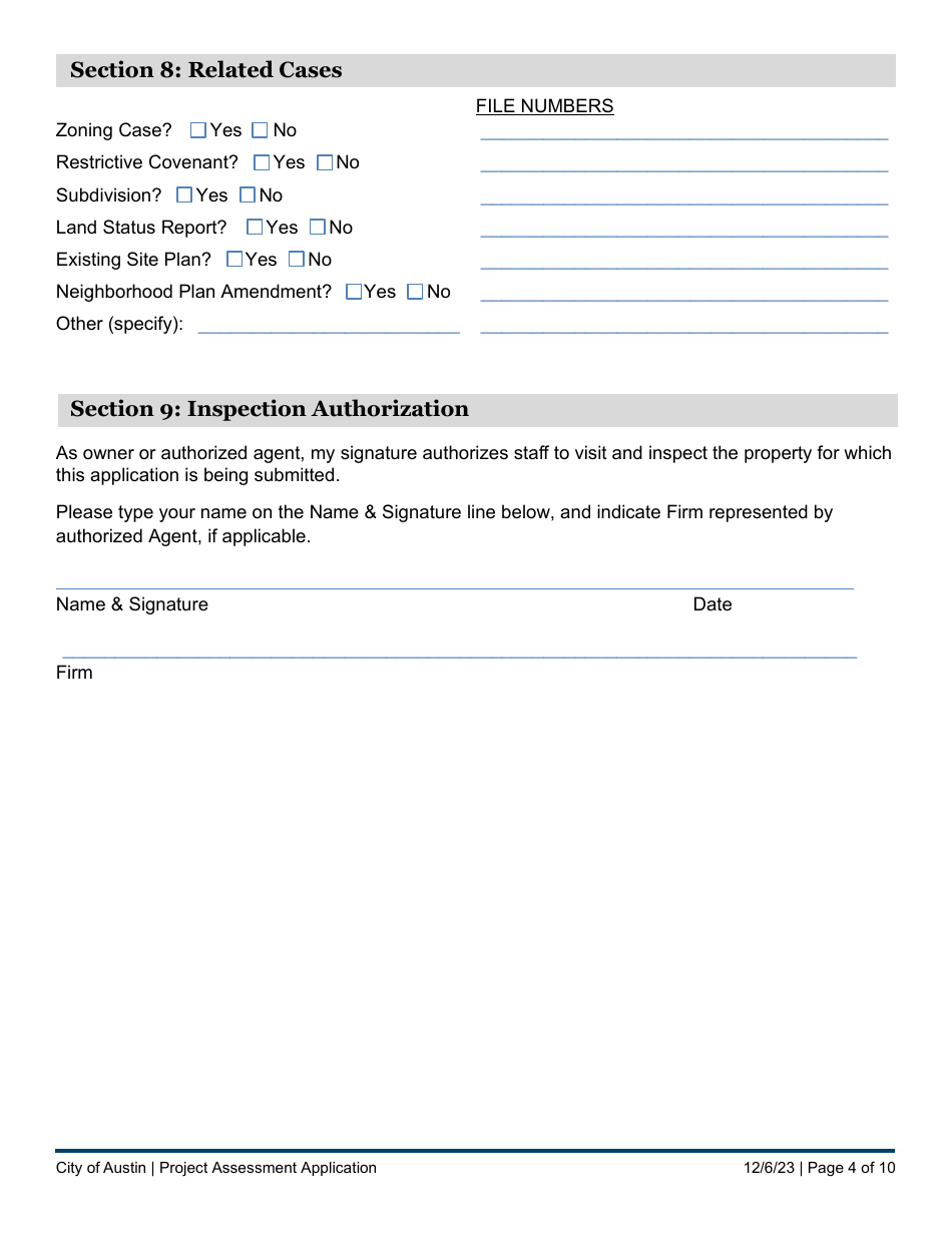 City of Austin, Texas Subdivision Project Assessment Application ...