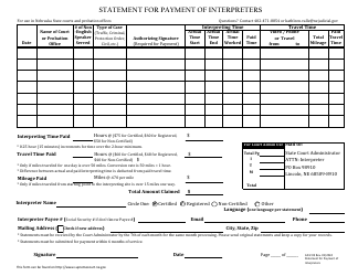 Form AD2:05 Statement for Payment of Interpreters - Nebraska
