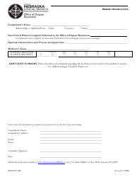 Document preview: Form ODR-GR-F-067 Mediator Grievance Form - Nebraska