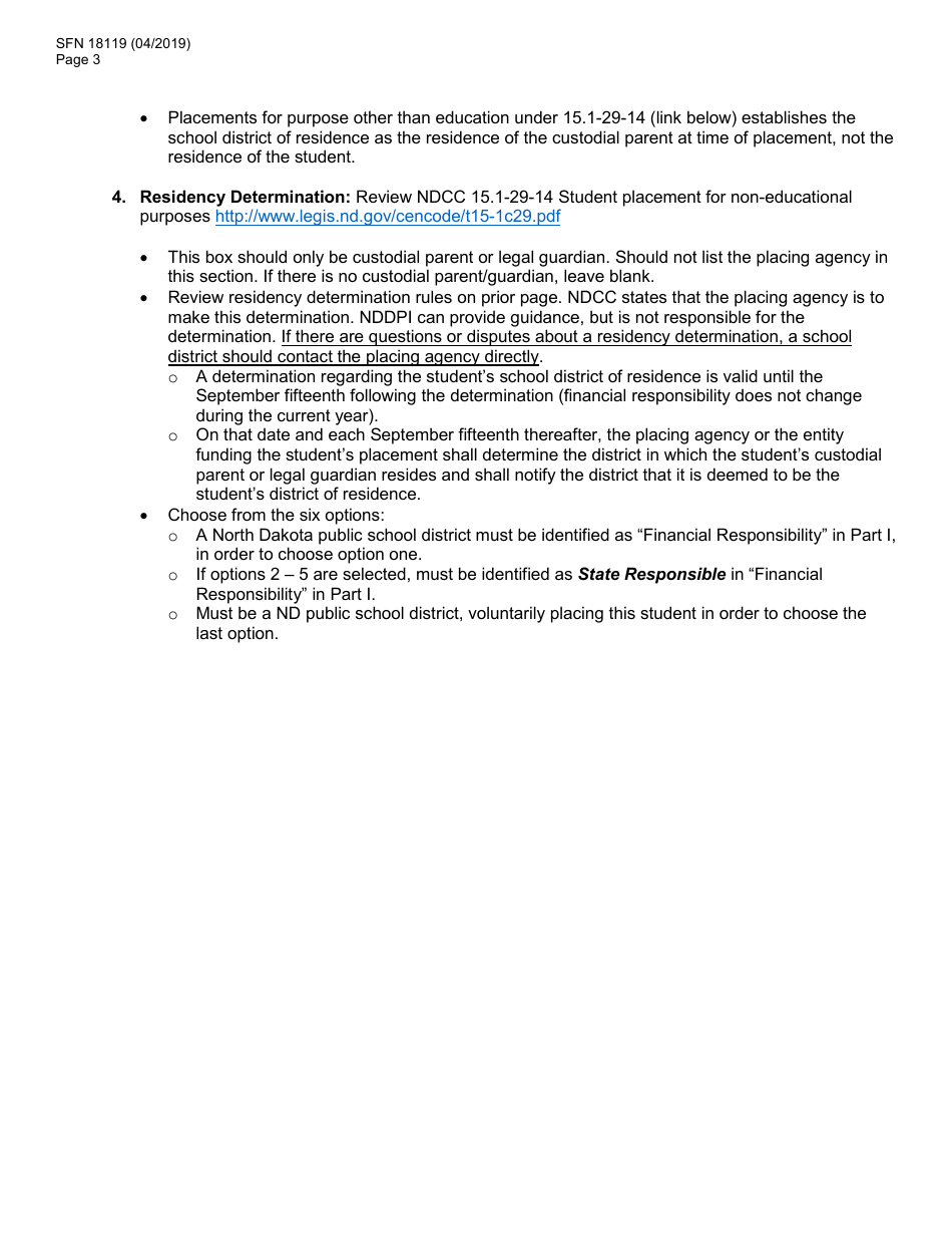 Form SFN18119 - Fill Out, Sign Online and Download Fillable PDF, North ...