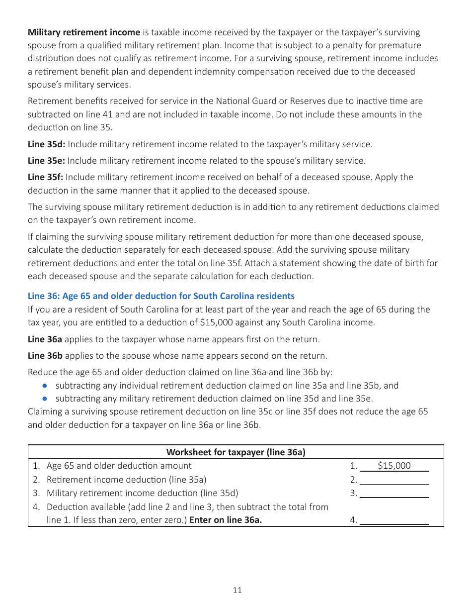 Instructions for Schedule NR Nonresident Schedule - South Carolina, Page 11