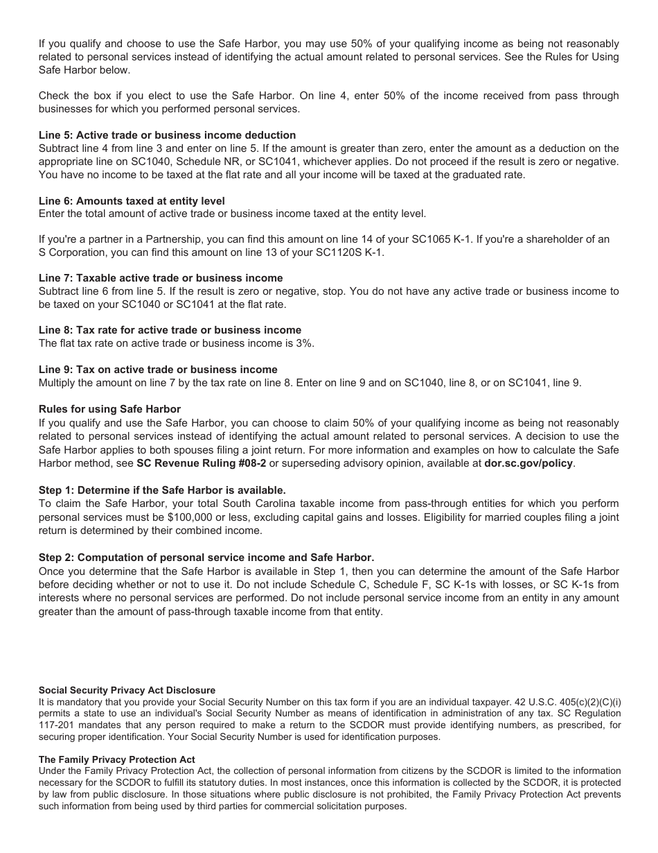 Form I-335 Active Trade or Business Income Reduced Rate Computation - South Carolina, Page 7