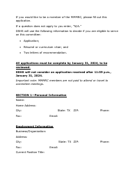 Application for Advisory Committee Membership - Texas Maternal Mortality and Morbidity Review Committee - Texas, Page 2