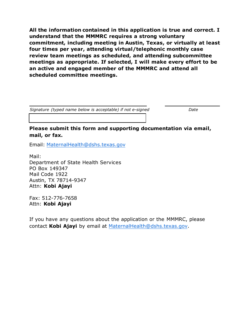 Application for Advisory Committee Membership - Texas Maternal Mortality and Morbidity Review Committee - Texas, Page 9