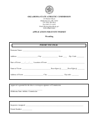 Document preview: Application for Event Permit - Wrestling - Oklahoma