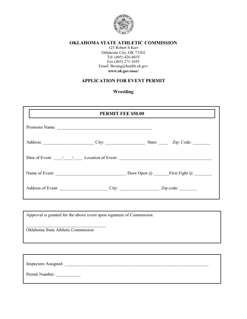 Application for Event Permit - Wrestling - Oklahoma