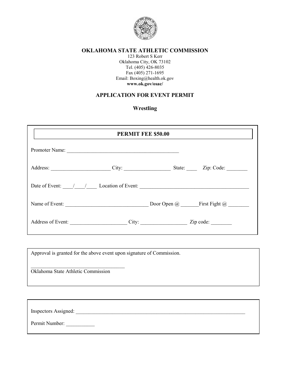 Oklahoma Application for Event Permit - Wrestling - Fill Out, Sign ...