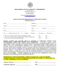 Document preview: Application for Professional Wrestling License - Oklahoma