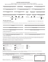 ODH Formulario 216-A Certificado De Exencion - Oklahoma (Spanish)