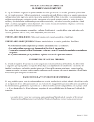 ODH Formulario 216-A Certificado De Exencion - Oklahoma (Spanish), Page 2