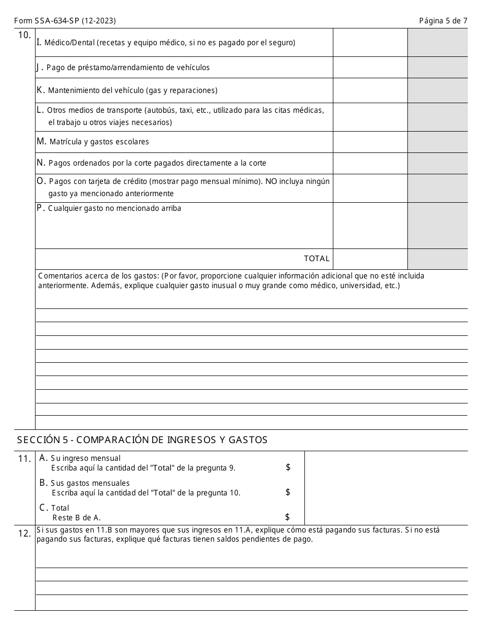 Formulario SSA-634-SP Solicitud De Cambio En La Tasa De Recuperacion De Sobrepago (Spanish), Page 5