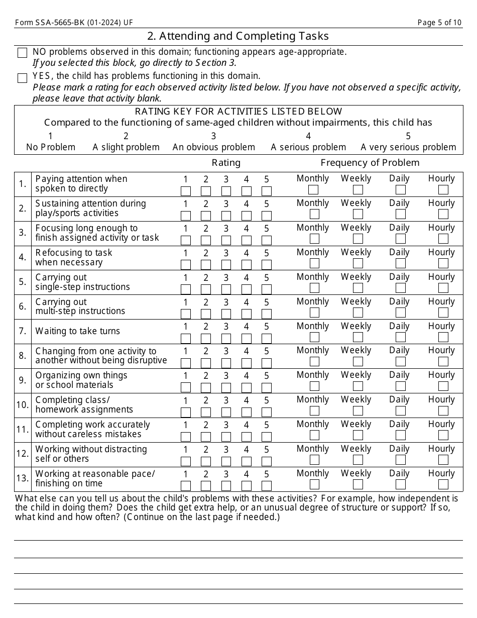 Form SSA-5665-BK Teacher Questionnaire, Page 5