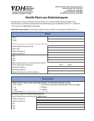 Form 01.01.150 Discrimination Complaint Form - Virginia (Haitian Creole)