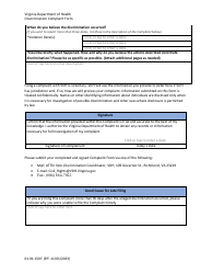 Form 01.01.150 Discrimination Complaint Form - Virginia, Page 2