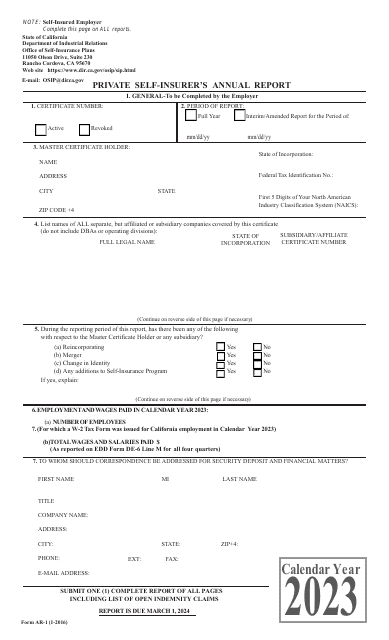 Form AR-1 2023 Printable Pdf