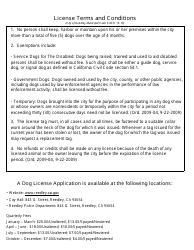 Dog License Application - City of Reedley, California, Page 2