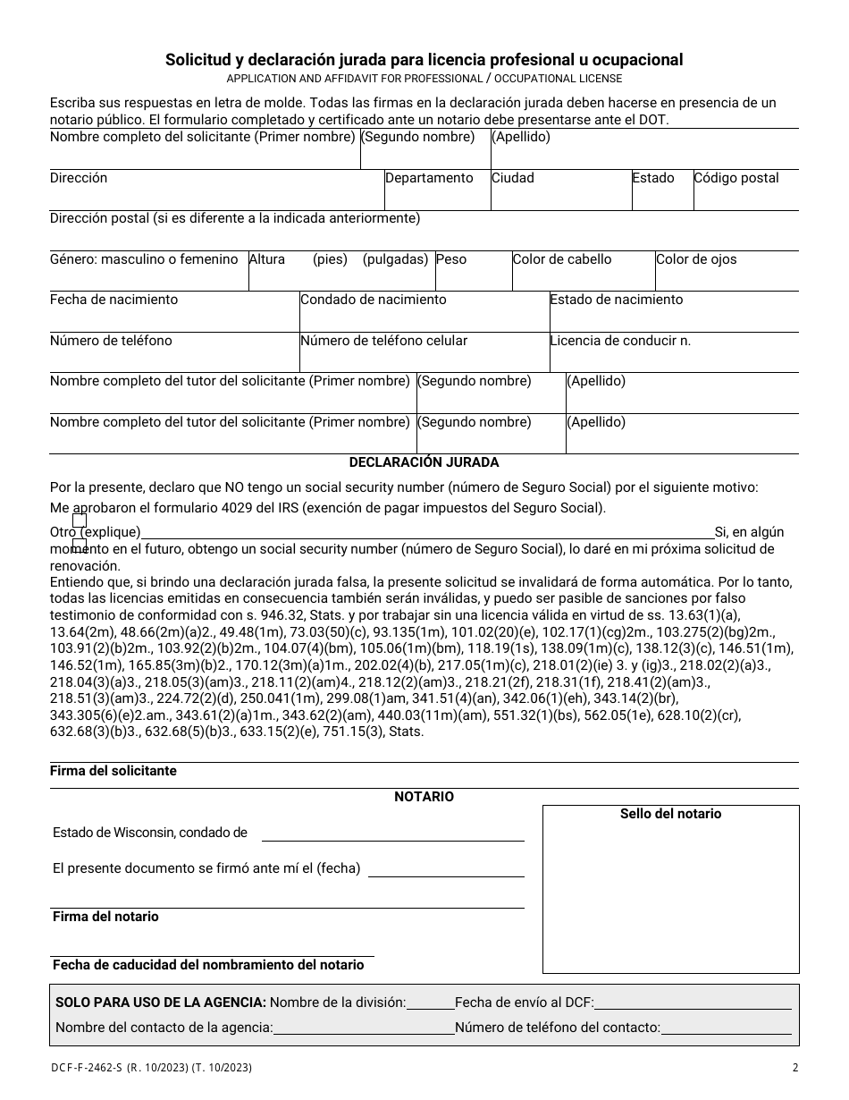 Formulario DCF-F-2462-S - Fill Out, Sign Online and Download Printable ...