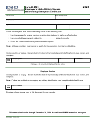 Document preview: Form ID-MS1 (EFO00226) Employee's Idaho Military Spouse Withholding Exemption Certificate - Idaho, 2024