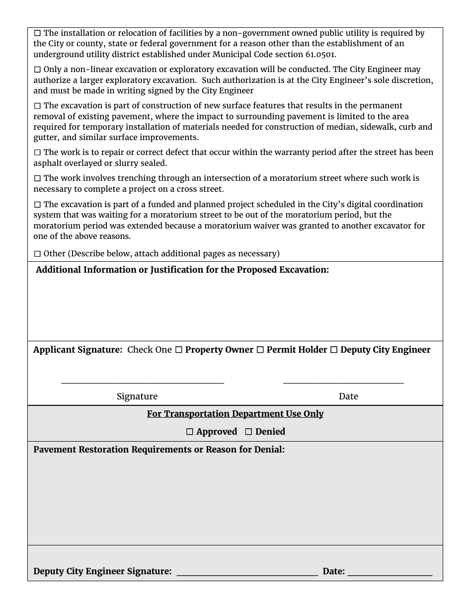 Excavation Moratorium Waiver - City of San Diego, California, Page 2