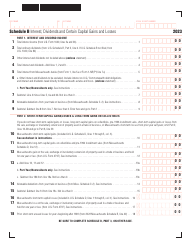 Schedule B Interest, Dividends and Certain Capital Gains and Losses - Massachusetts