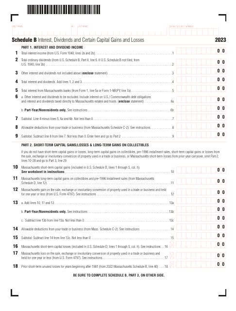 Schedule B 2023 Printable Pdf