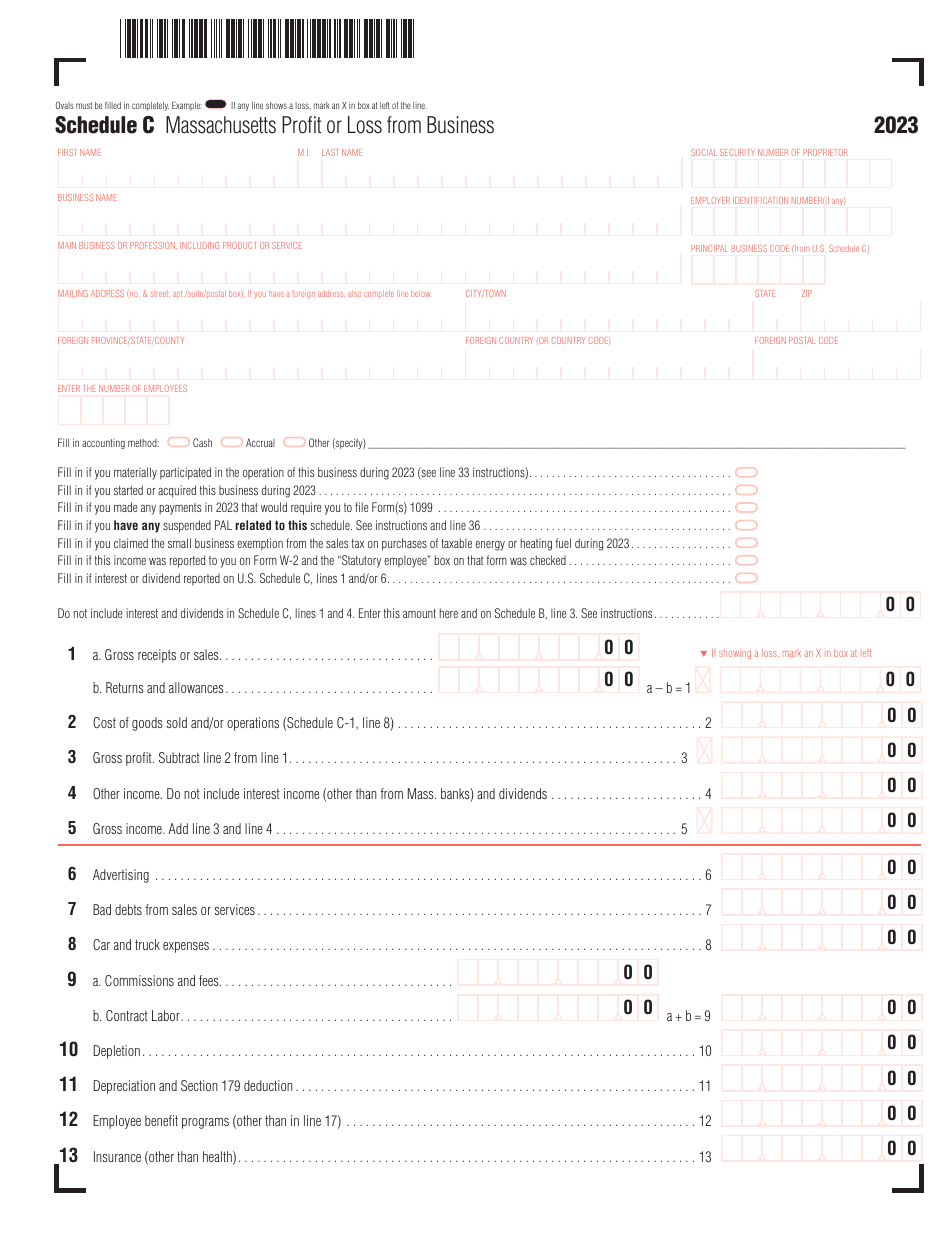 Schedule C Massachusetts Profit or Loss From Business - Massachusetts, Page 1