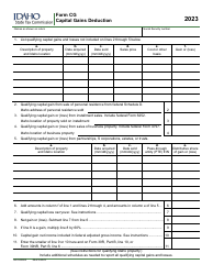 Document preview: Form CG (EFO00093) Capital Gains Deduction - Idaho, 2023