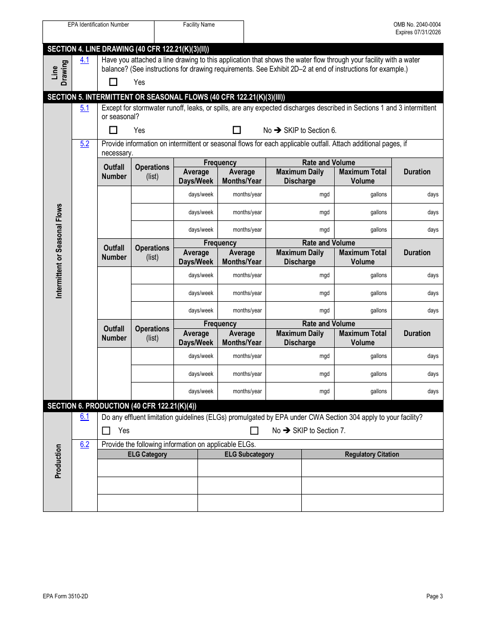 NPDES Form 2D (EPA Form 3510-2D) Application for Npdes Permit to Discharge Wastewater - New Manufacturing, Commercial, Mining, and Silvicultural Operations That Have Not yet Commenced Discharge of Process Wastewater, Page 15