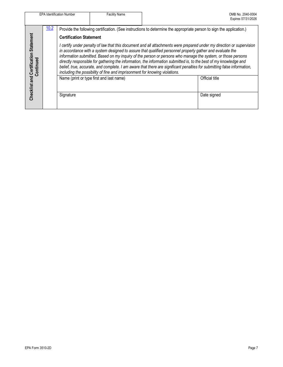 NPDES Form 2D (EPA Form 3510-2D) Application for Npdes Permit to Discharge Wastewater - New Manufacturing, Commercial, Mining, and Silvicultural Operations That Have Not yet Commenced Discharge of Process Wastewater, Page 19