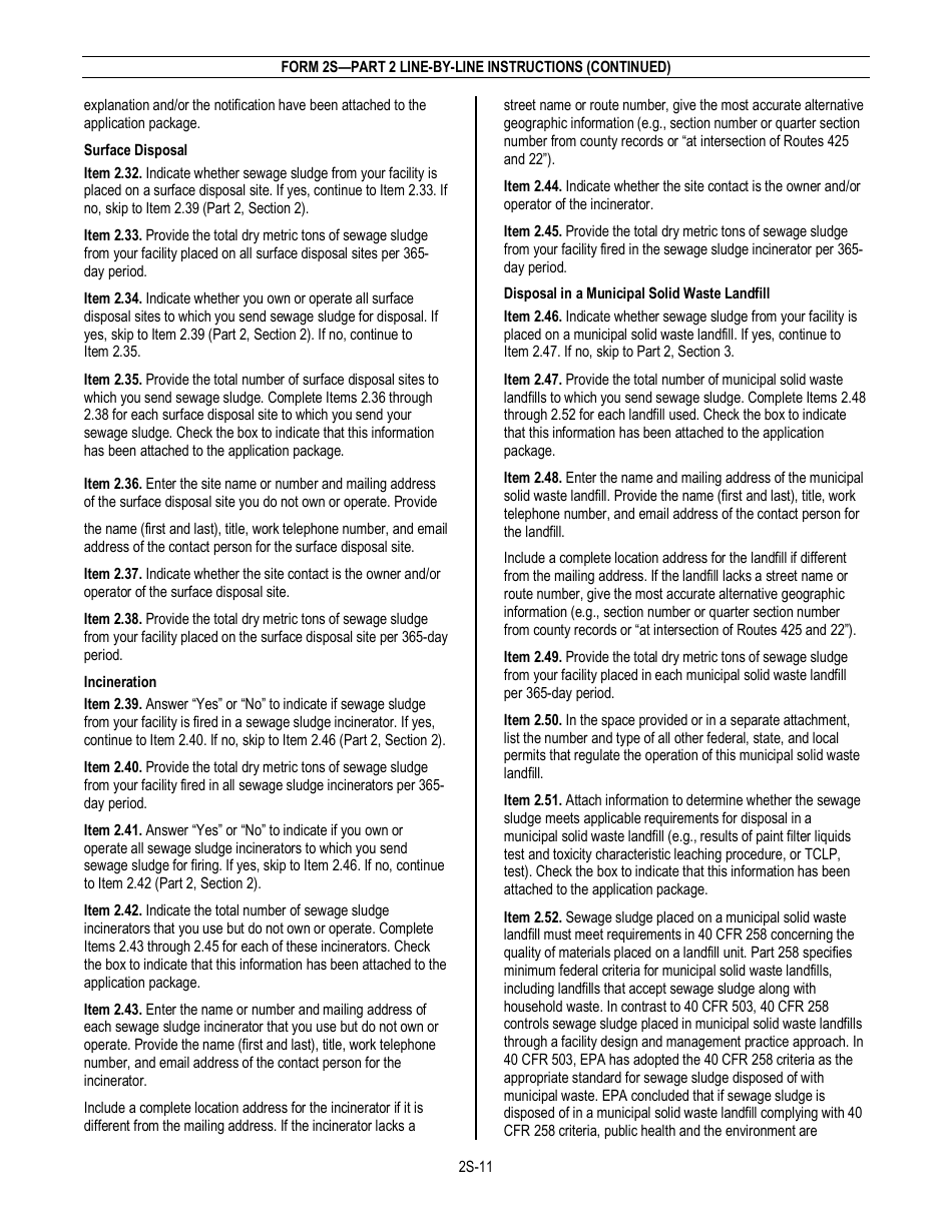 NPDES Form 2S (EPA Form 3510-2S) Application for Npdes Permit for Sewage Sludge Management - New and Existing Treatment Works Treating Domestic Sewage, Page 13