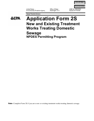 NPDES Form 2S (EPA Form 3510-2S) Application for Npdes Permit for Sewage Sludge Management - New and Existing Treatment Works Treating Domestic Sewage